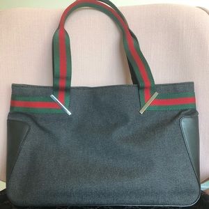 Gucci Black Denim and Leather Tote